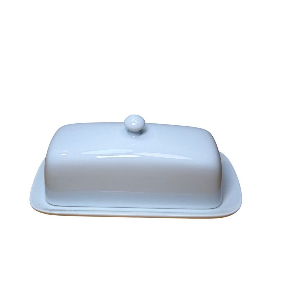 BIA Cordon Bleu Butter Dish Knob Lid White Porcelain Covered Tray Kitchenware